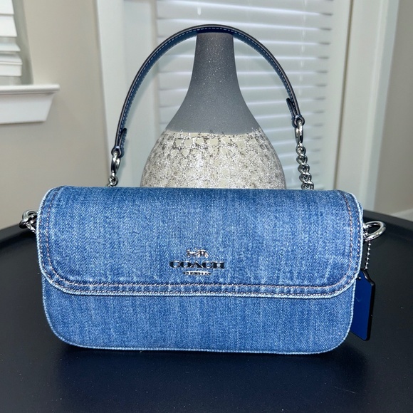 COACH Denim Hailey Flap Bag 💙 - Picture 1 of 10